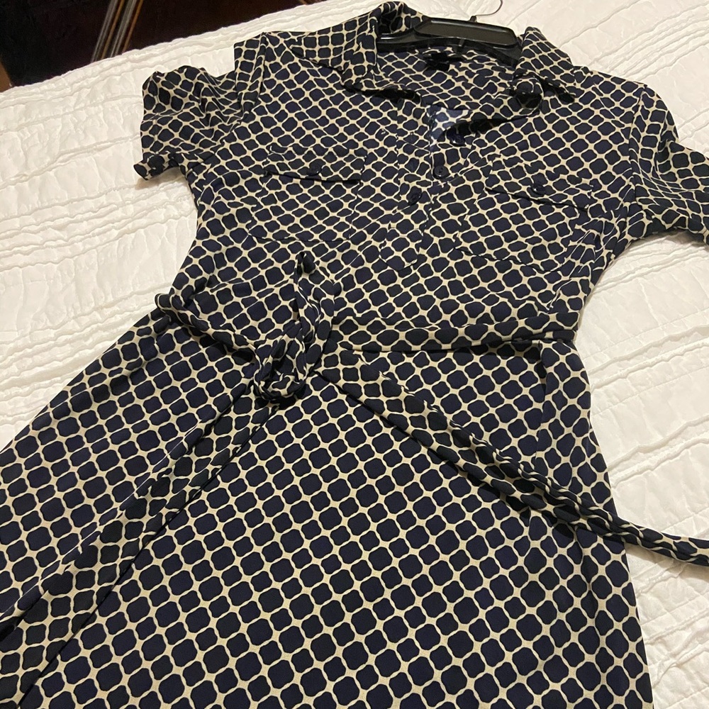 Day dress Navy and Taupe